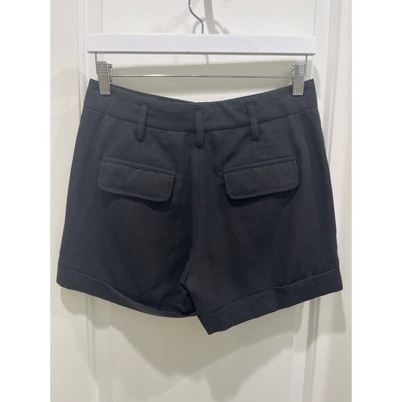 Vince Women's Twill Short Linen Cotton Black High Rise Pleated Front Sz 4 - Picture 5 of 5